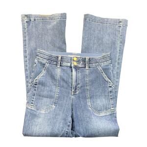 Wit & Wisdom Wide Leg Jeans Size 8 High Rise Denim Patch Pocket Stretch Trouser